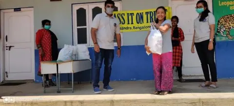 Food kits for families around Bishop Sargent High School