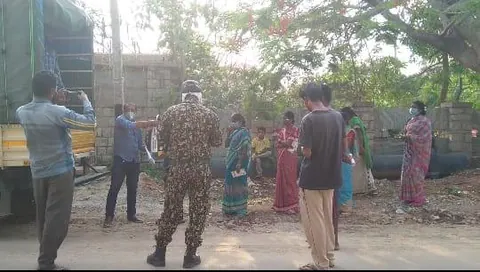 Food kit distribution at Chikkagubbi