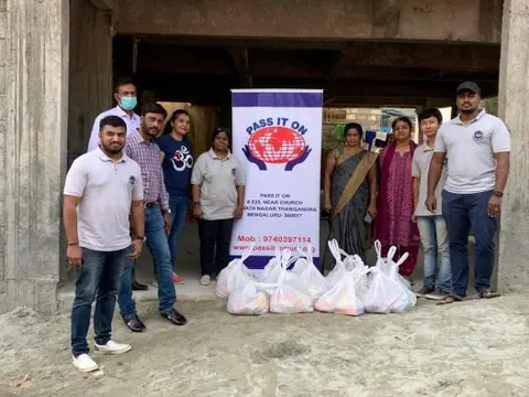 COVID-19 food kit distribution at Hegde Nagar