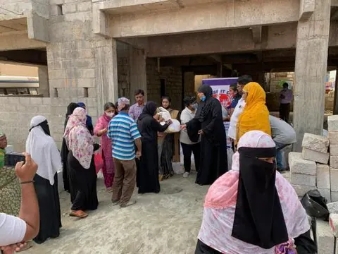 COVID-19 food kit distribution at Hegde Nagar