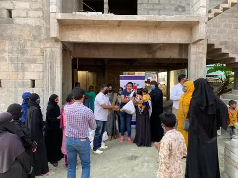 COVID-19 food kit distribution at Hegde Nagar