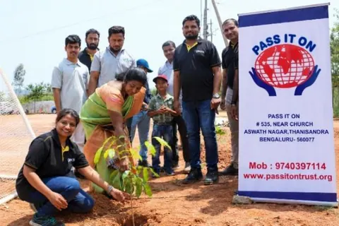 Students planting saplings on World Environment Day